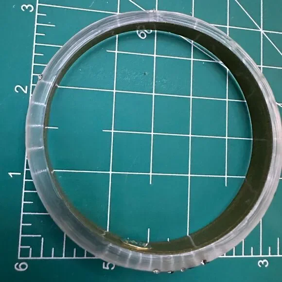 Alexis Bittar Iridescent Silver Lucite and Crystal Bangle Bracelet - Picture 10 of 10